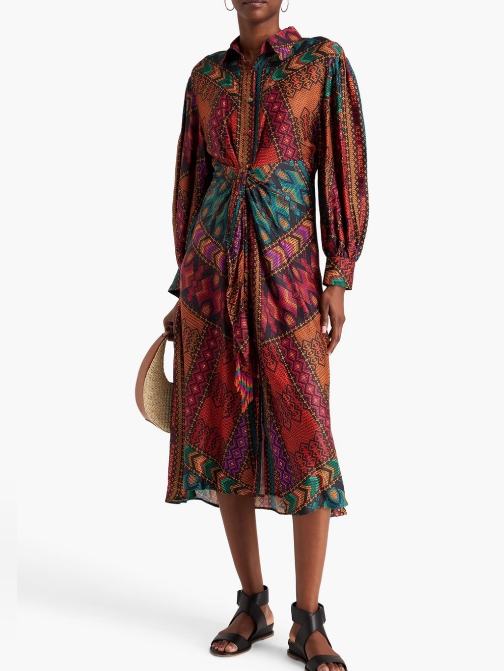 NWT FARM RIO | $285 Yawanawa Stripes Midi Dress